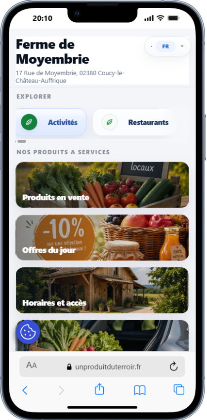 Aperçu de la vitrine terroir sur iPhone
